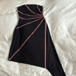 Black Strapless Asymmetrical Dress